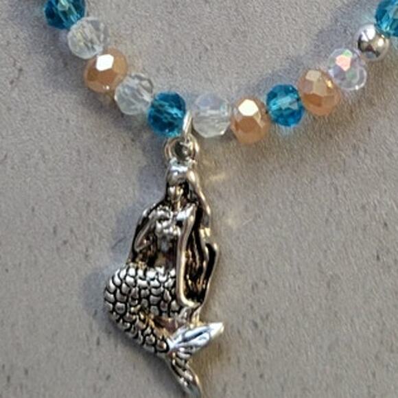 Mermaid Charm Beach Glass Beaded Anklet - Picture 2 of 2